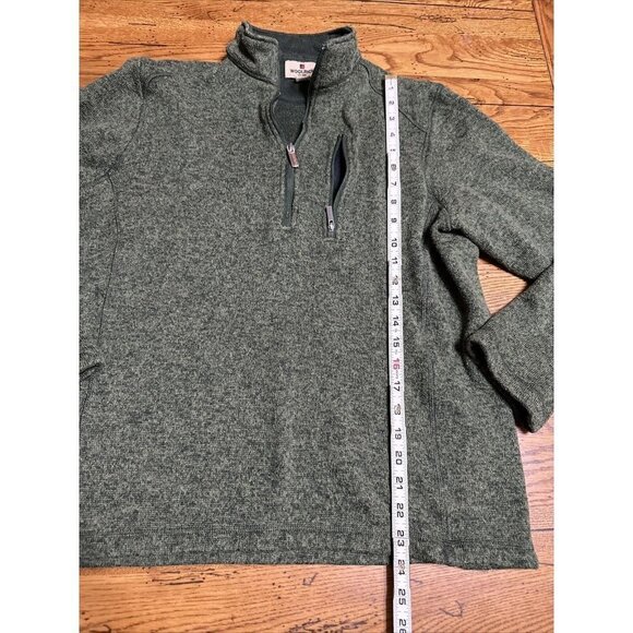 WOOLRICH Sweater Men's Medium Green 1/4 Zip Pullover Poly Classic Sweatshirt - Picture 3 of 7